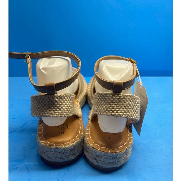 Time and Tru Beige 1 Like Platform Espadrille Sandals Ankle Strap shoe size 10 - Picture 6 of 10